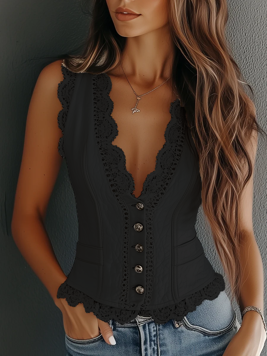 Nerissa™ Faux Leather Lace Vest