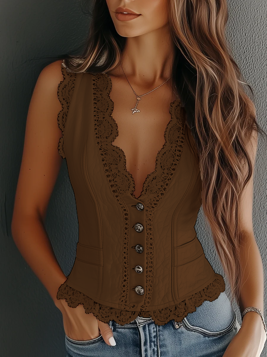 Nerissa™ Faux Leather Lace Vest