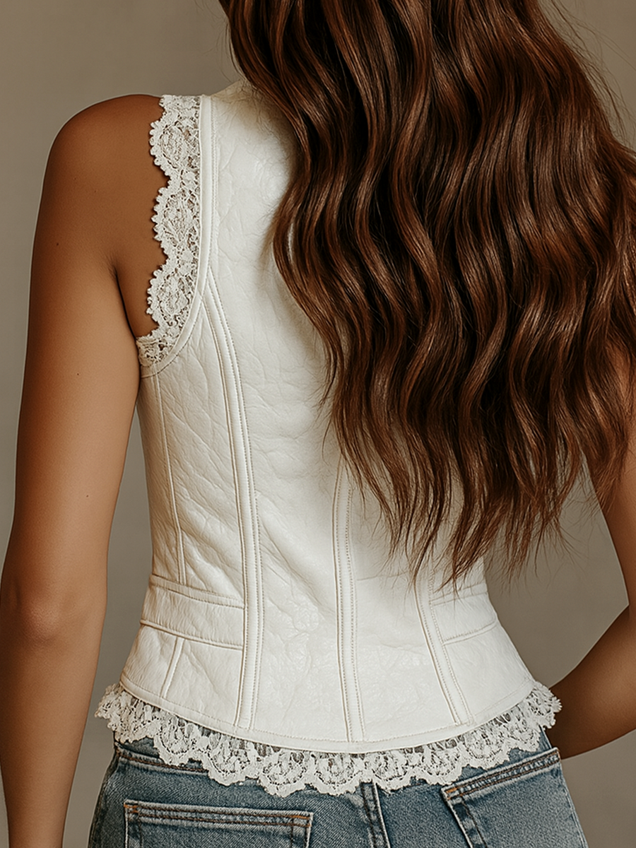 Nerissa™ Faux Leather Lace Vest