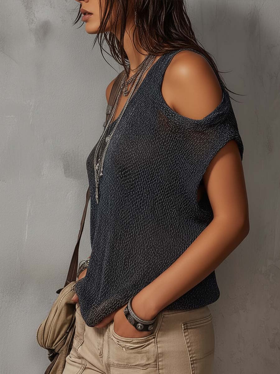 Odessa™ Asymmetric Shoulder Knit Blouse