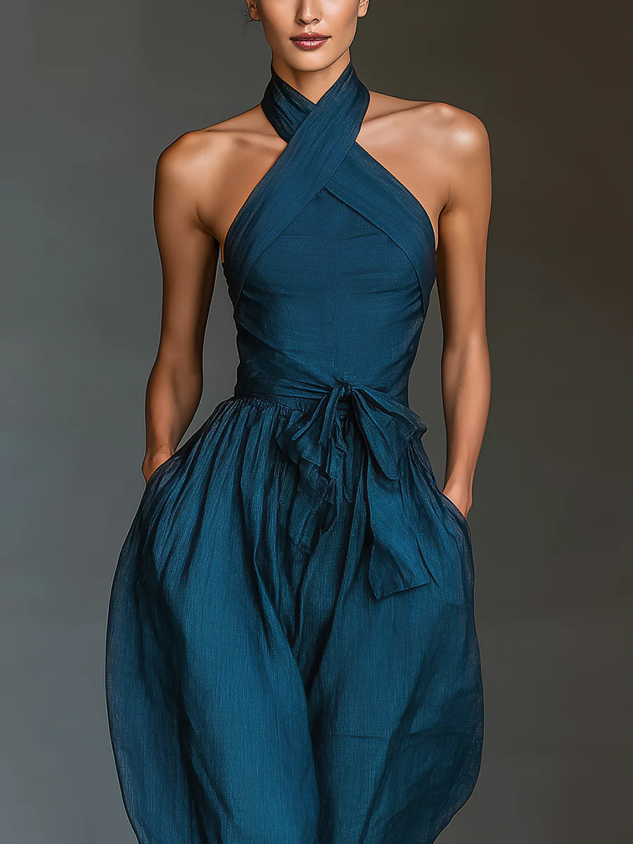 Aselma™ Wide-Leg Halter Jumpsuit