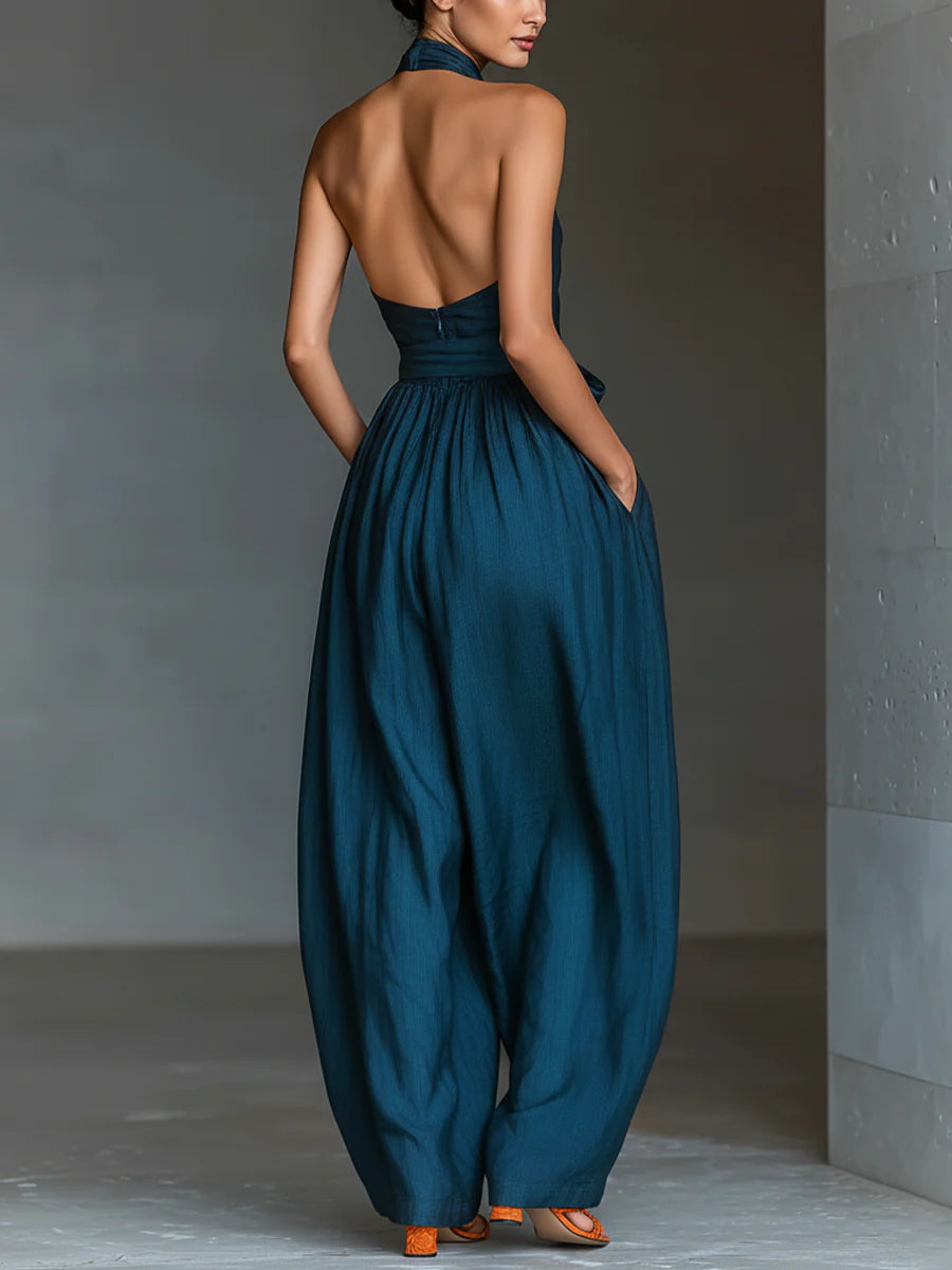 Etoile™ Cross Halter Wide-Leg Jumpsuit