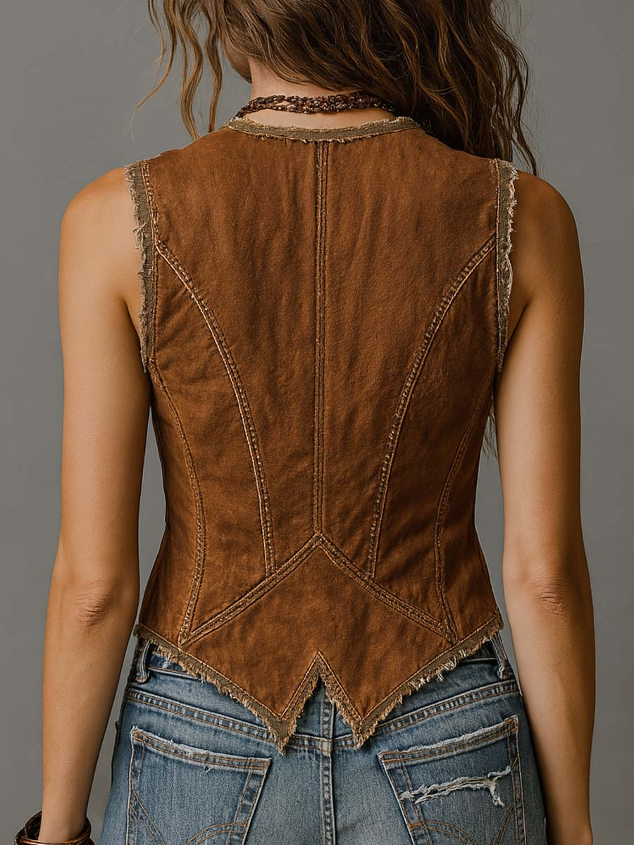 Norma™ Washed Caramel Denim Vest