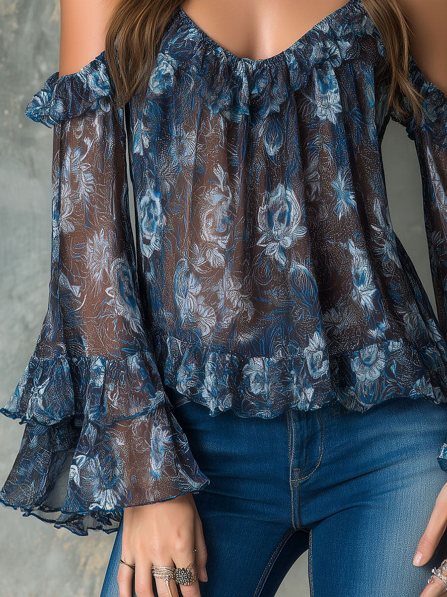 Orsolya™ Ruffled Floral Off-Shoulder Blouse