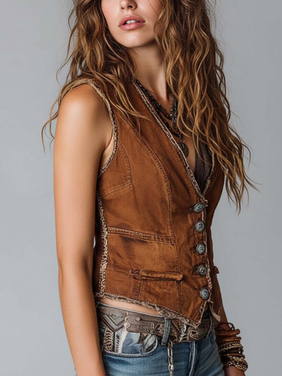 Norma™ Washed Caramel Denim Vest