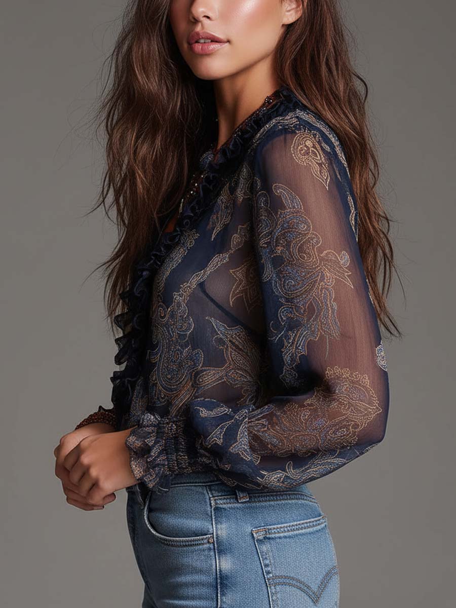 Mignon™ Metallic Paisley Chiffon Blouse