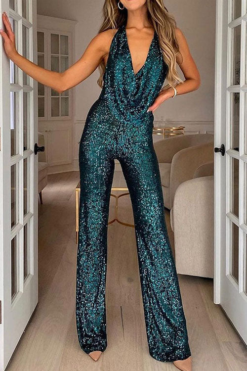 Floria™ Halter Sequin Jumpsuit