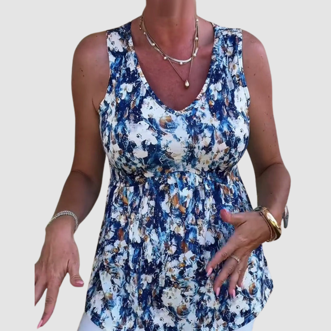Keziah™ Printed Sleeveless V-Neck Top