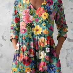 Katherine™ Long V-Neck Blouse — Angel style in Multicolour