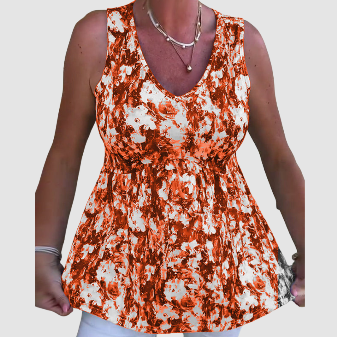 Keziah™ Printed Sleeveless V-Neck Top
