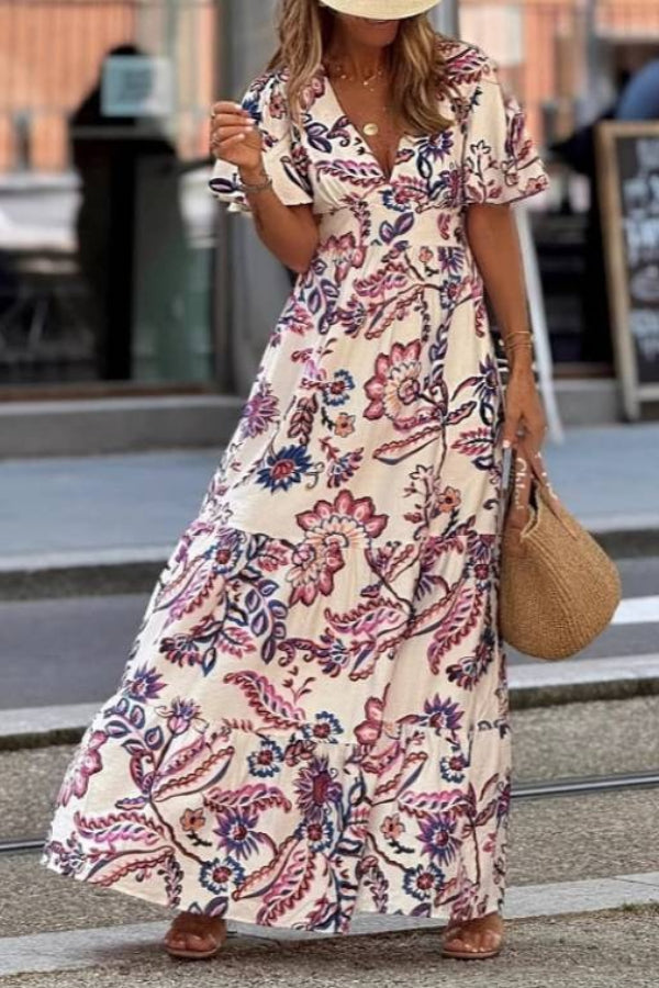 Aurora™ Floral Puff-Sleeve Maxi Dress