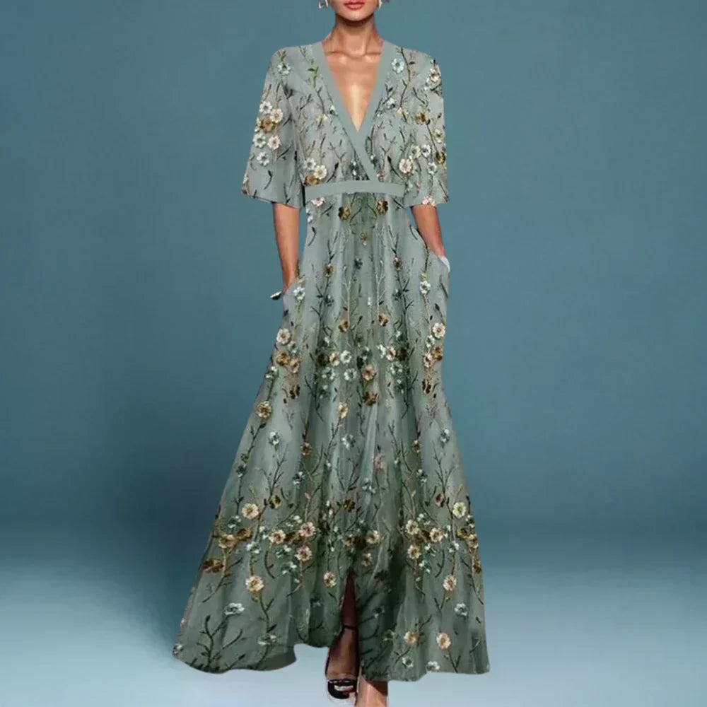 Cassandra™ Floral V-Neck Maxi Dress