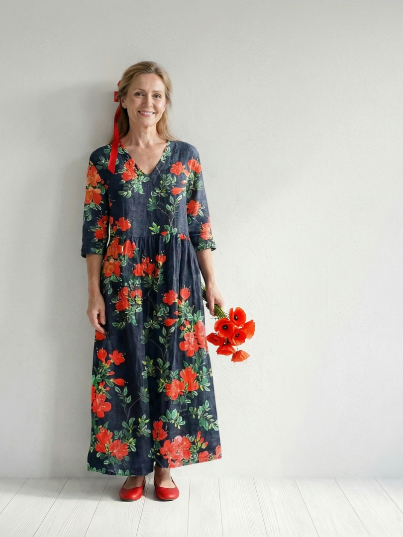 Dorothea™ Floral Drape Midi Dress