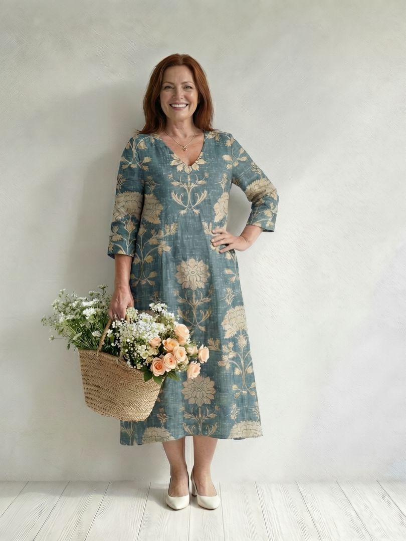 Darla™ Floral Long-Sleeve Midi Dress