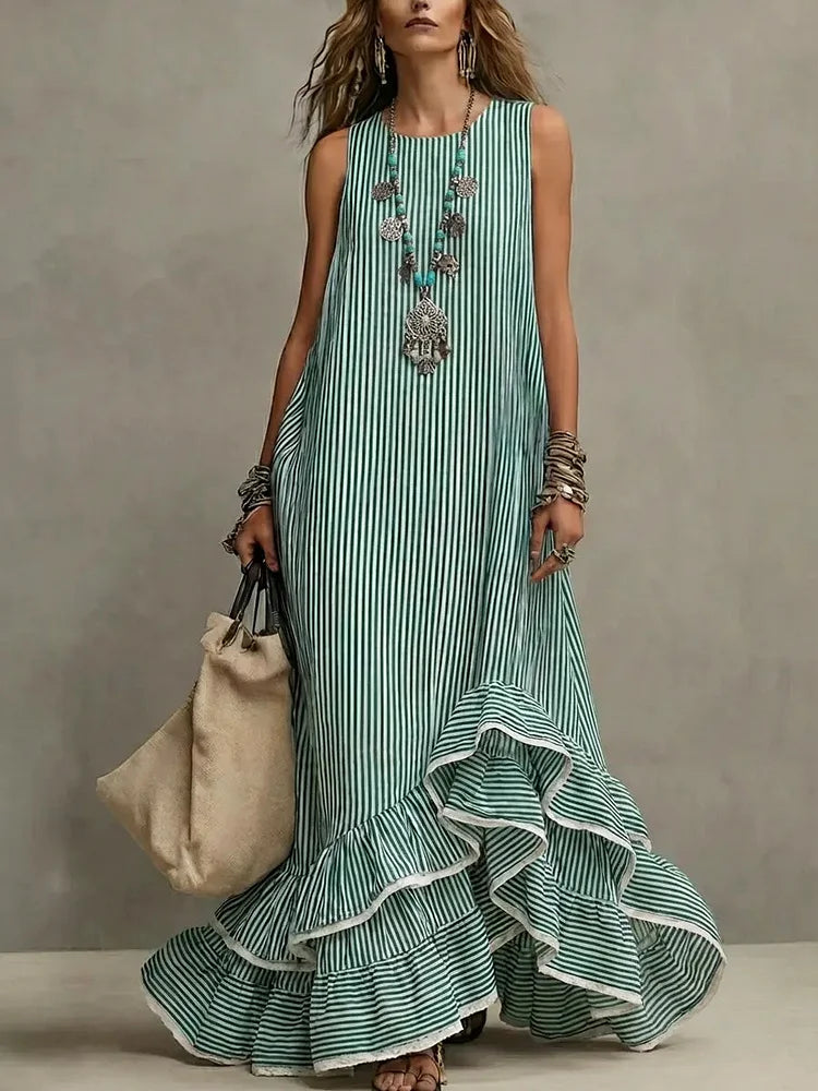 Arlette™ Retro Ruffled Maxi Dress