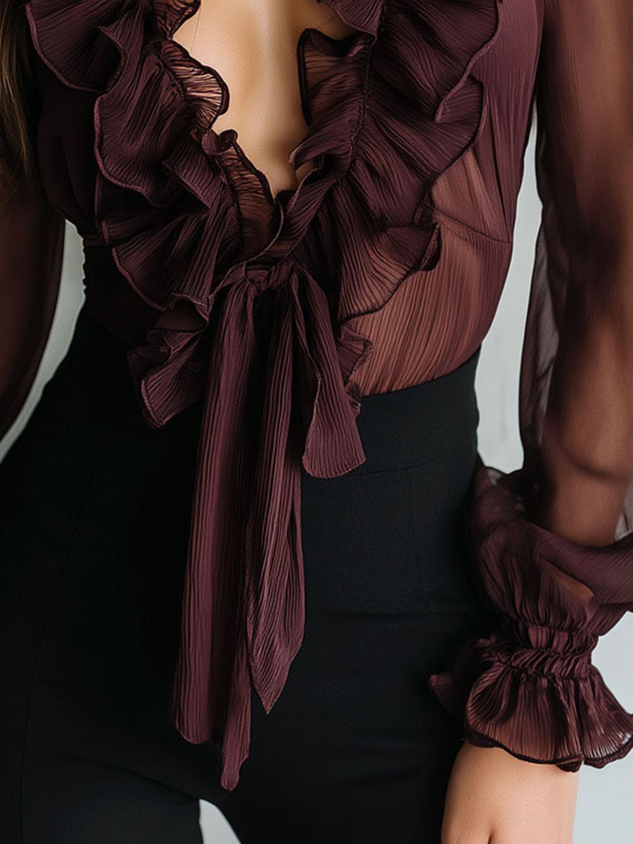 Patience™ Sheer Ruffled Chiffon Blouse