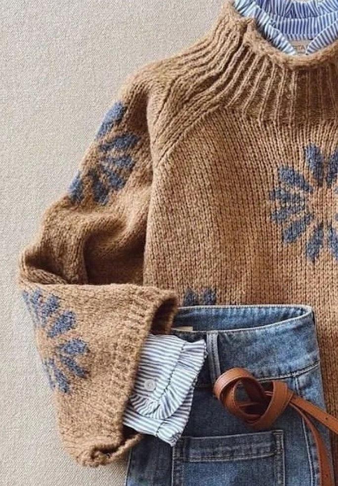 Yolanda™ Brown Mock Neck Sweater