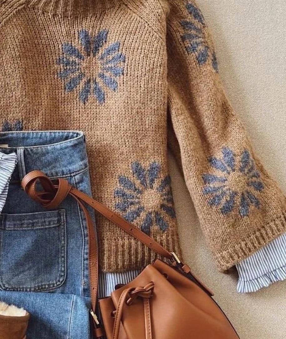 Yolanda™ Brown Mock Neck Sweater