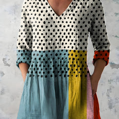 Katherine™ Long V-Neck Blouse — Jacqueline style in Multicolour