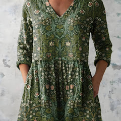 Katherine™ Long V-Neck Blouse — Cecelia style in Green