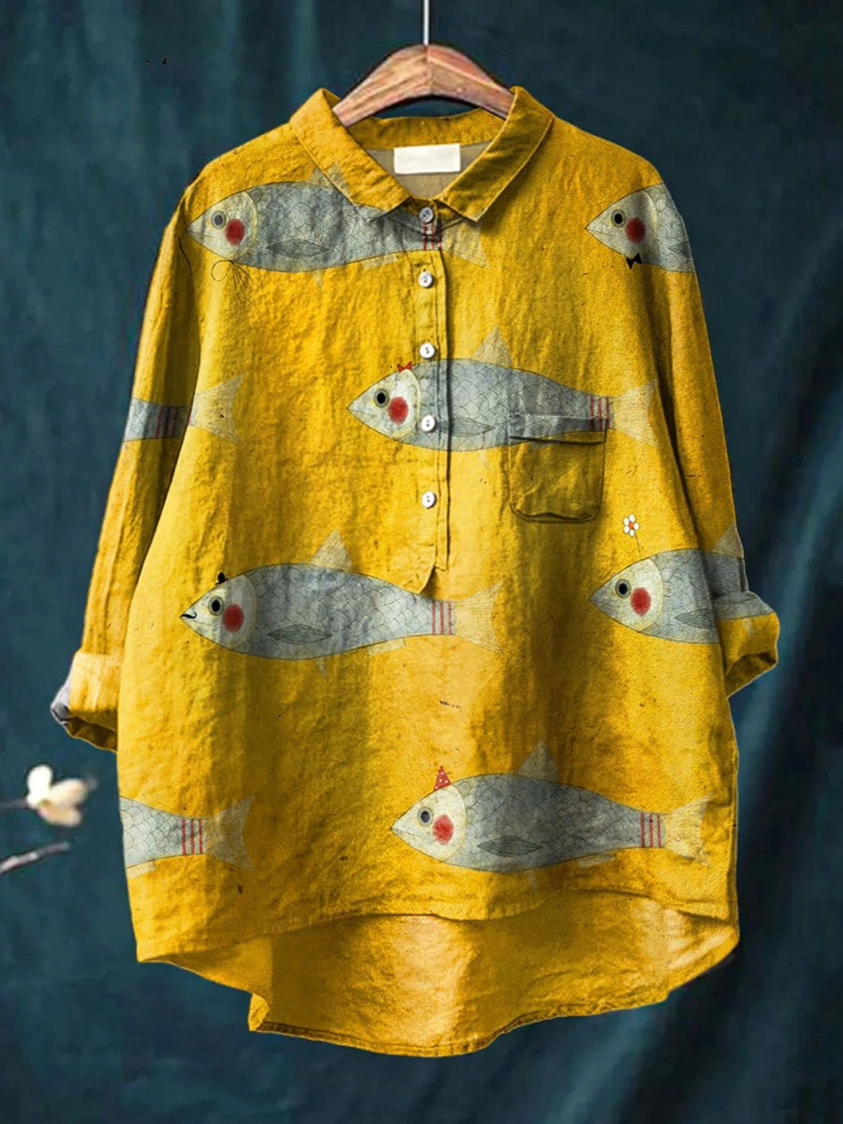 Magdalena™ Vintage Fish Print Shirt