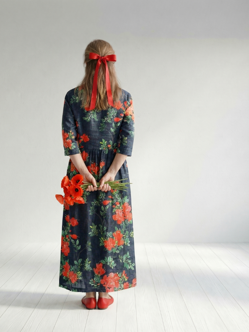 Dorothea™ Floral Drape Midi Dress