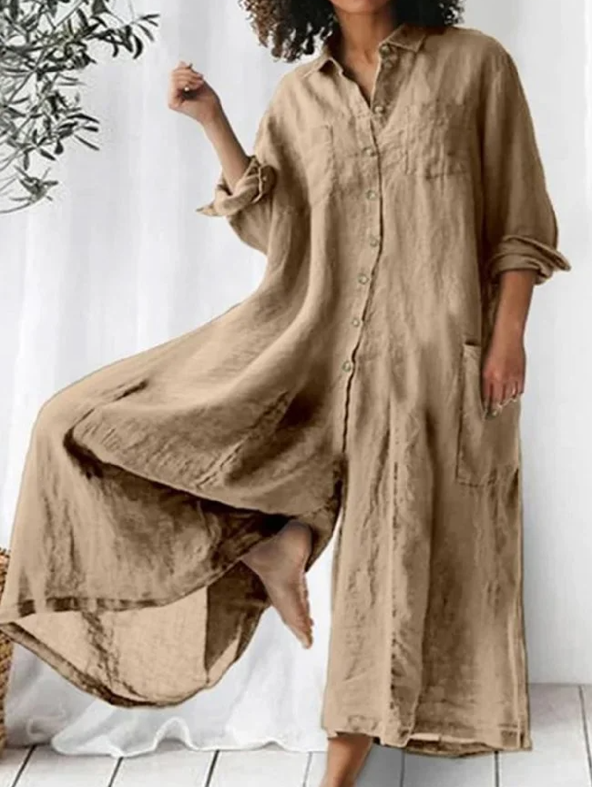 Evangeline™ Wide-Leg Collared Jumpsuit