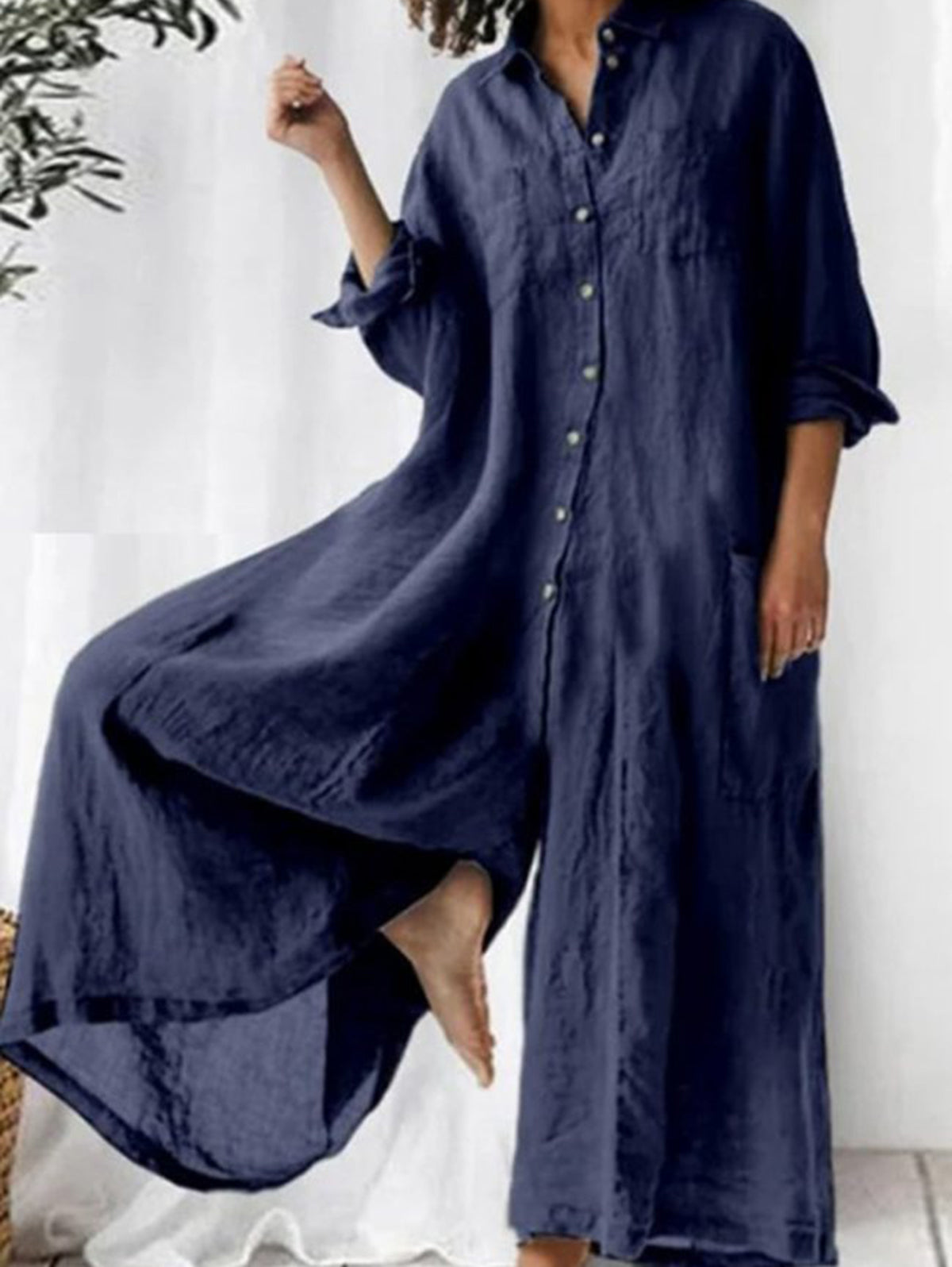Evangeline™ Wide-Leg Collared Jumpsuit