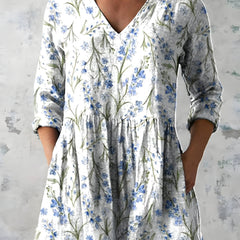 Katherine™ Long V-Neck Blouse — Lenora style in White