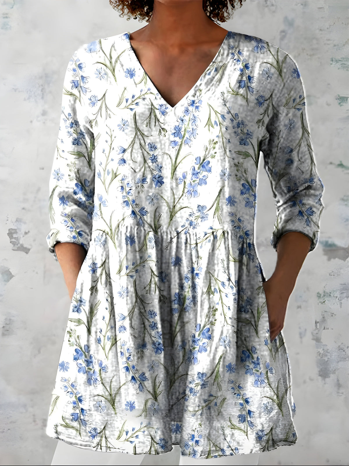 Katherine™ Long V-Neck Blouse — Lenora style in White