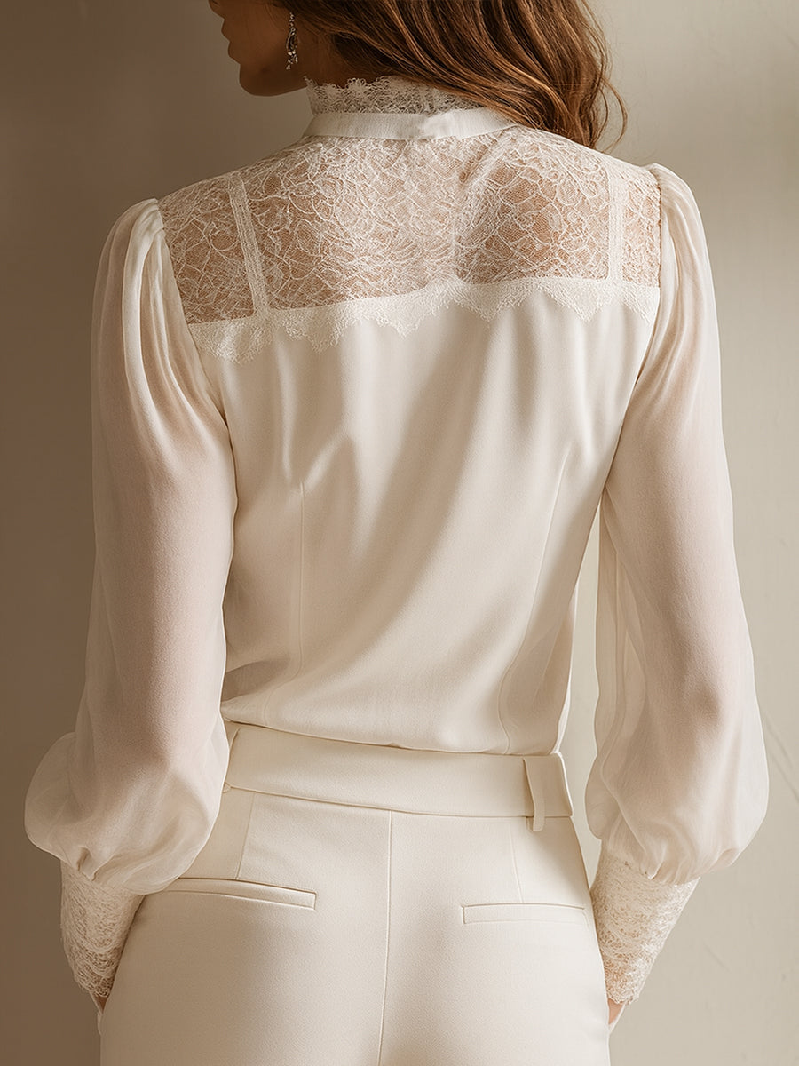 Miriam™ Lace Trim Chiffon Blouse