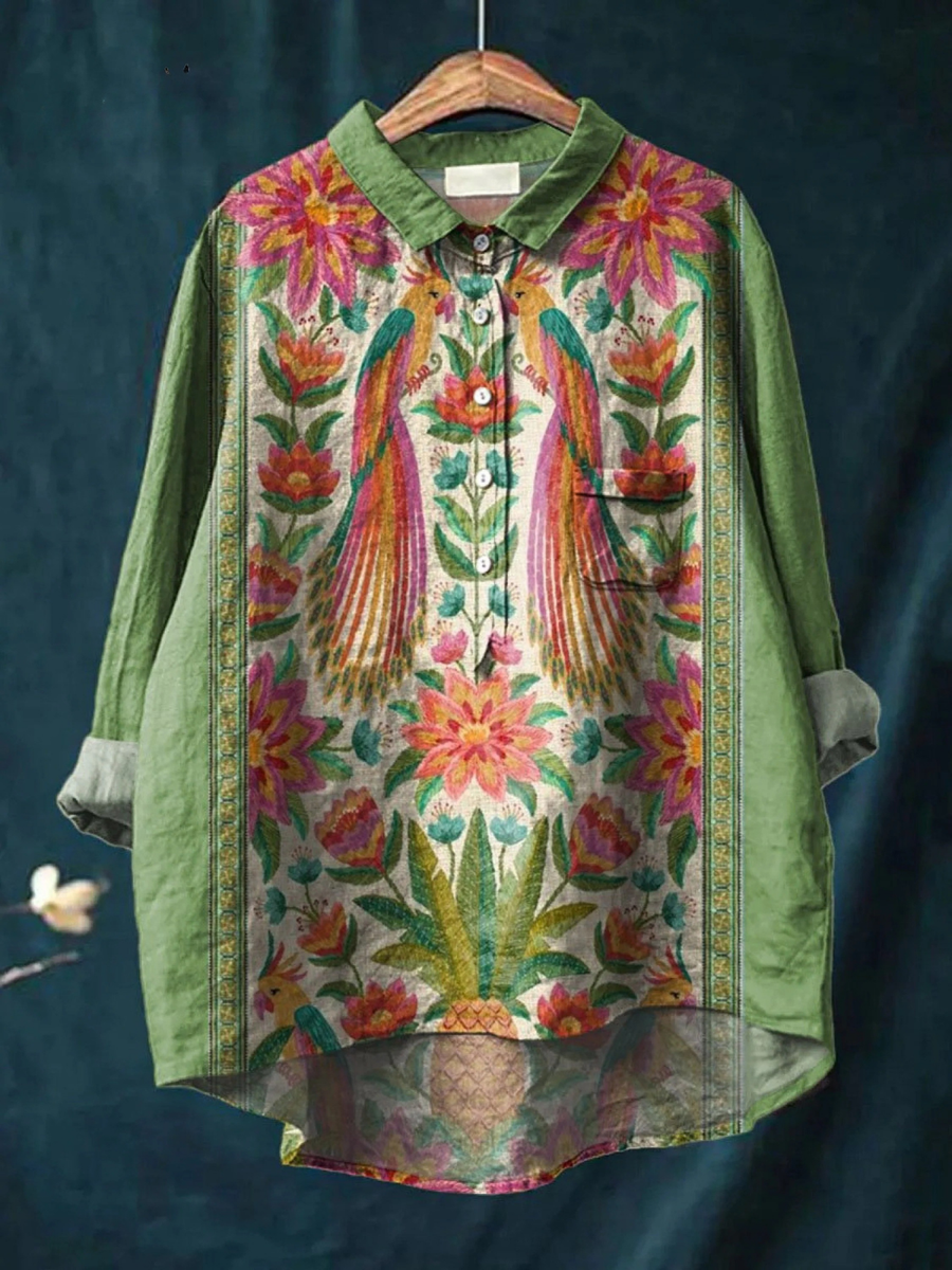 Malvina™ Floral Bird Print Shirt