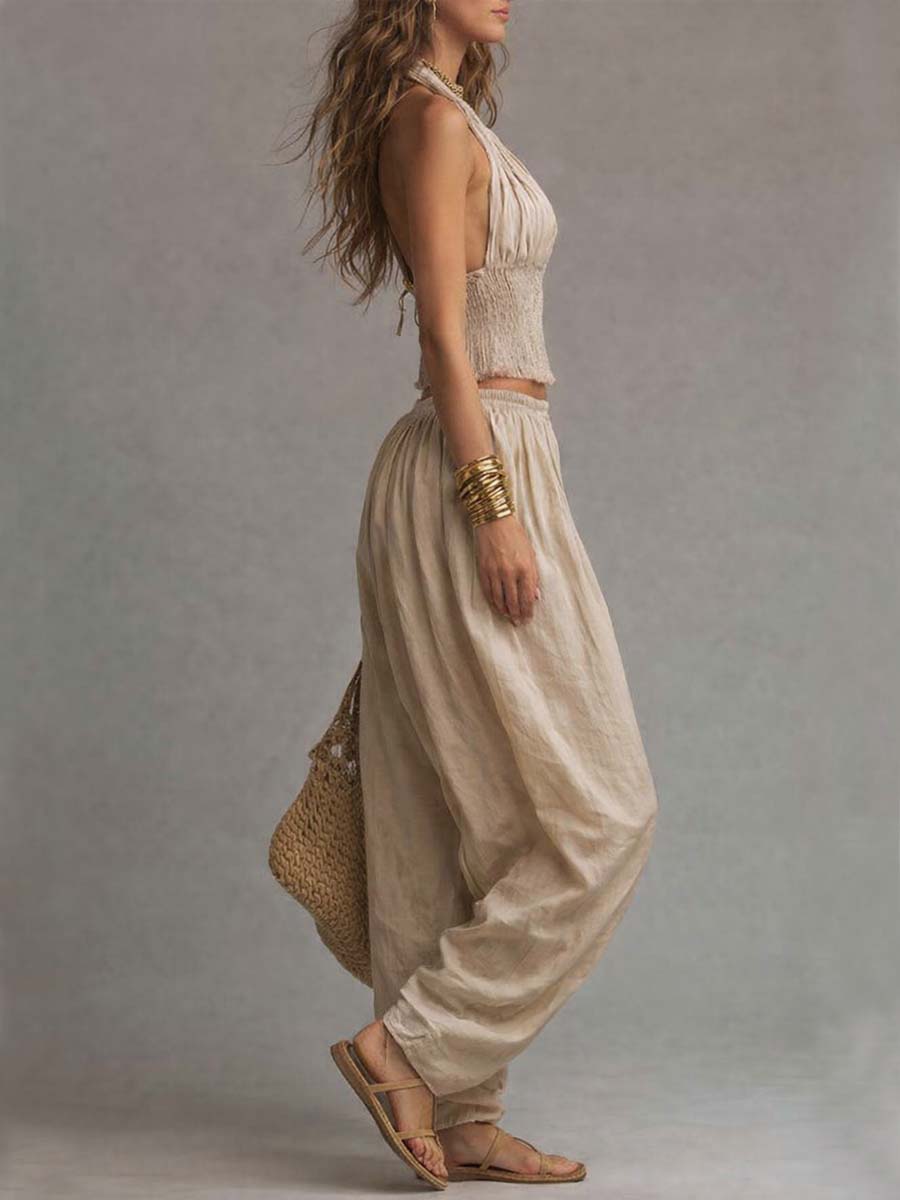 Bronwen™ Ruched Halter Harem Set