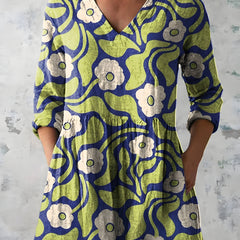 Katherine™ Long V-Neck Blouse — Stephanie style in Green