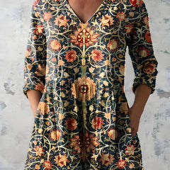 Katherine™ Long V-Neck Blouse — Lilian style in Multicolour