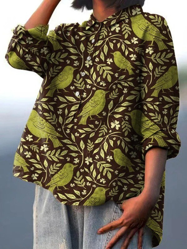 Loelia™ Floral Bird Print Shirt