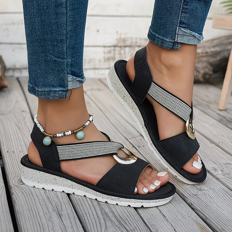 Prudence™ Metal Buckle Flat Sandals