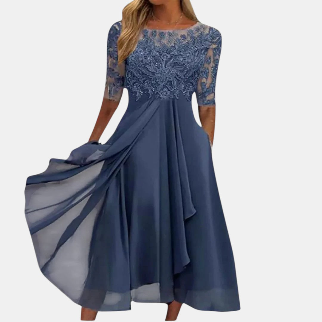 Deborah™ Draped Bodice Midi Dress
