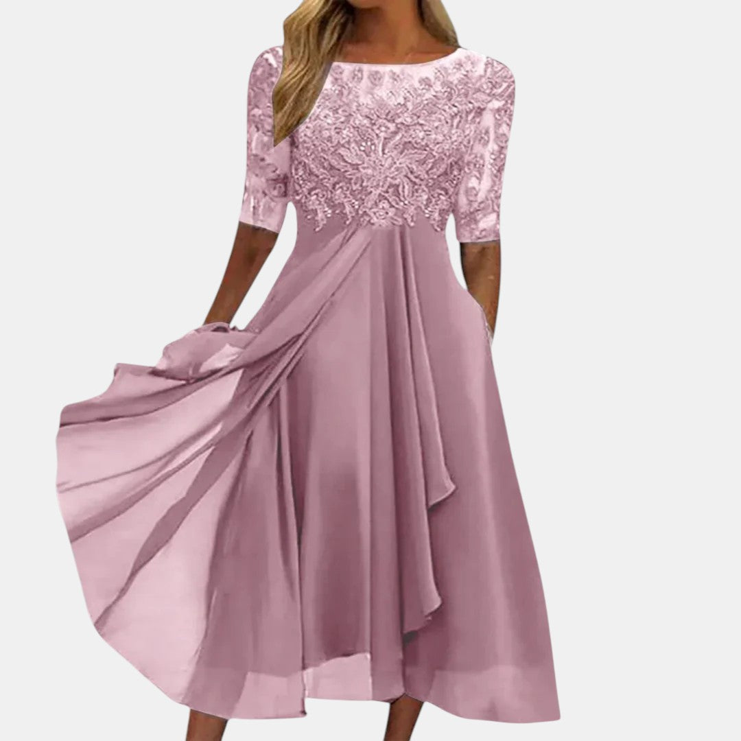 Deborah™ Draped Bodice Midi Dress