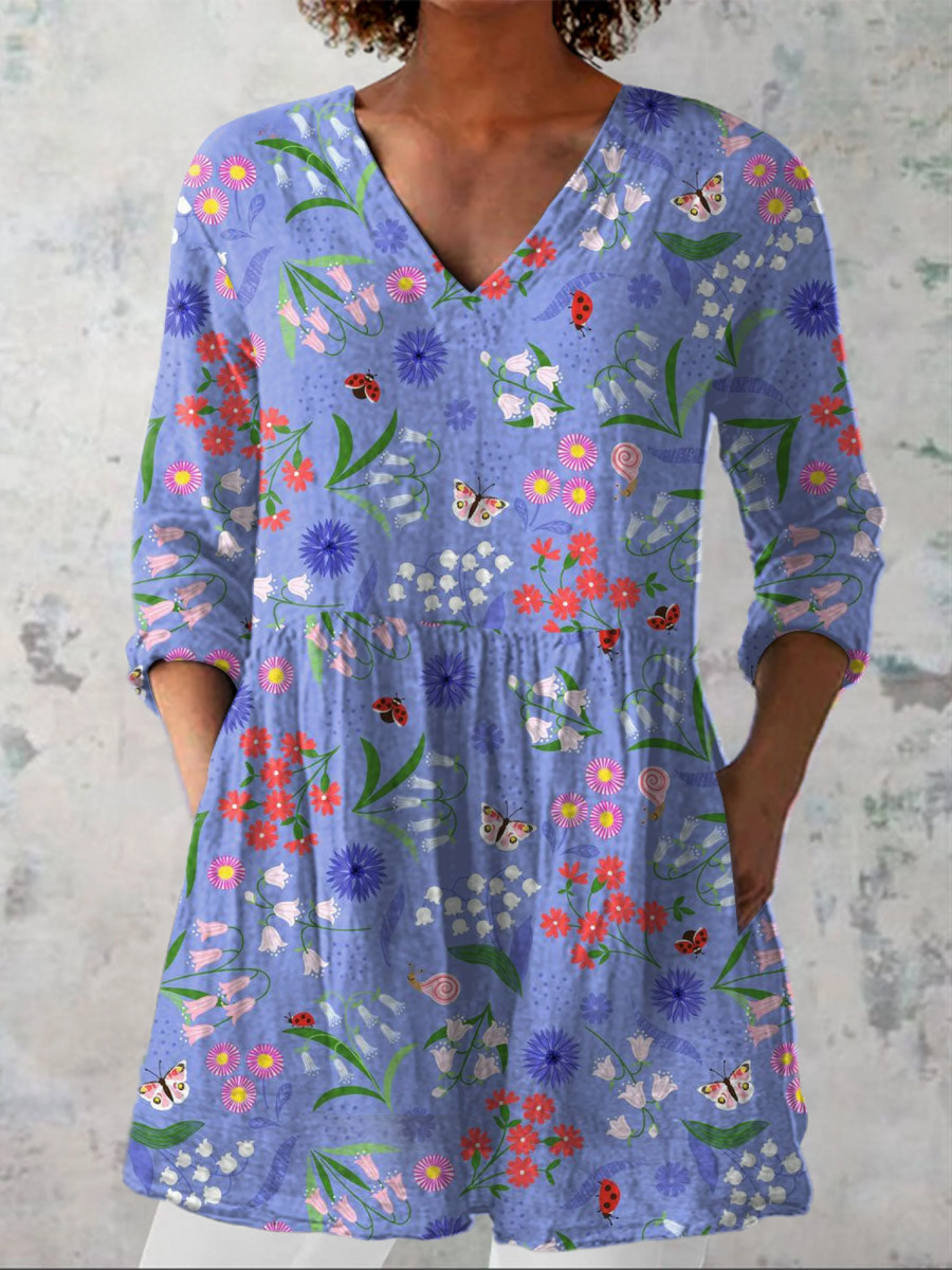 Hazelene™ Long V-Neck Blouse