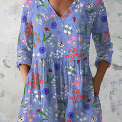 Katherine™ Long V-Neck Blouse — Josie style in Purple