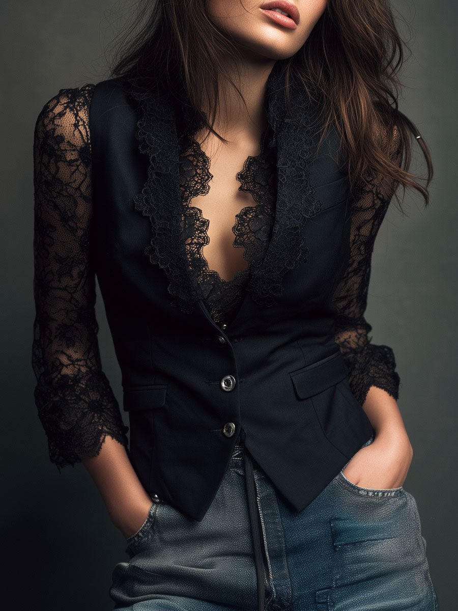 Millicent™ Lace Panel Sleeve Top