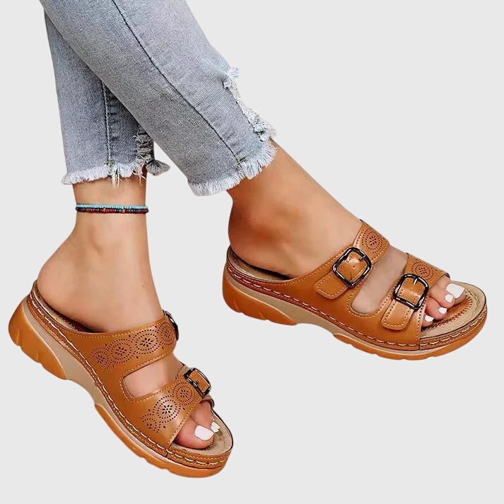 Rufina™ Leather Wedge Sandals