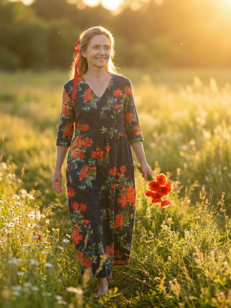 Dorothea™ Floral Drape Midi Dress