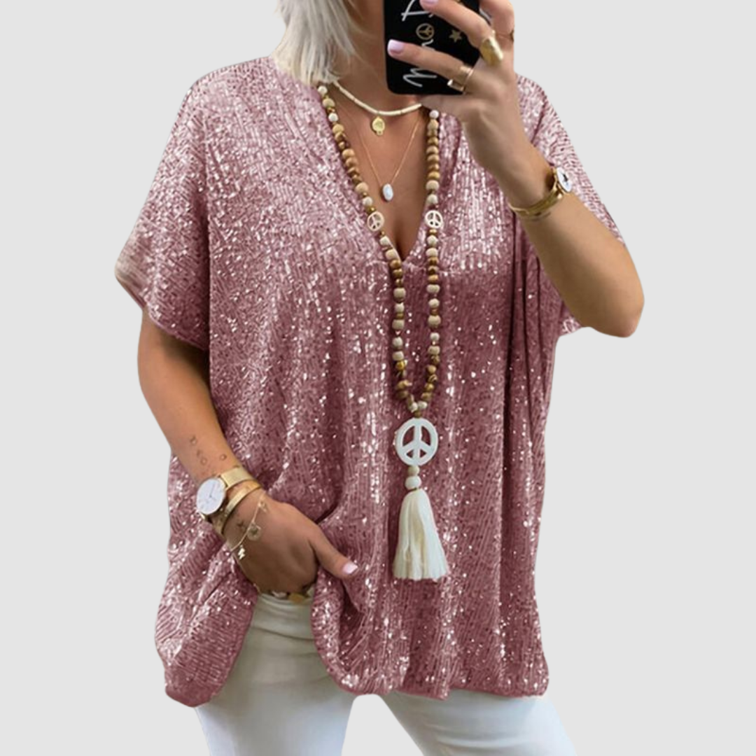 Josette™ V-Neck Sequin Top