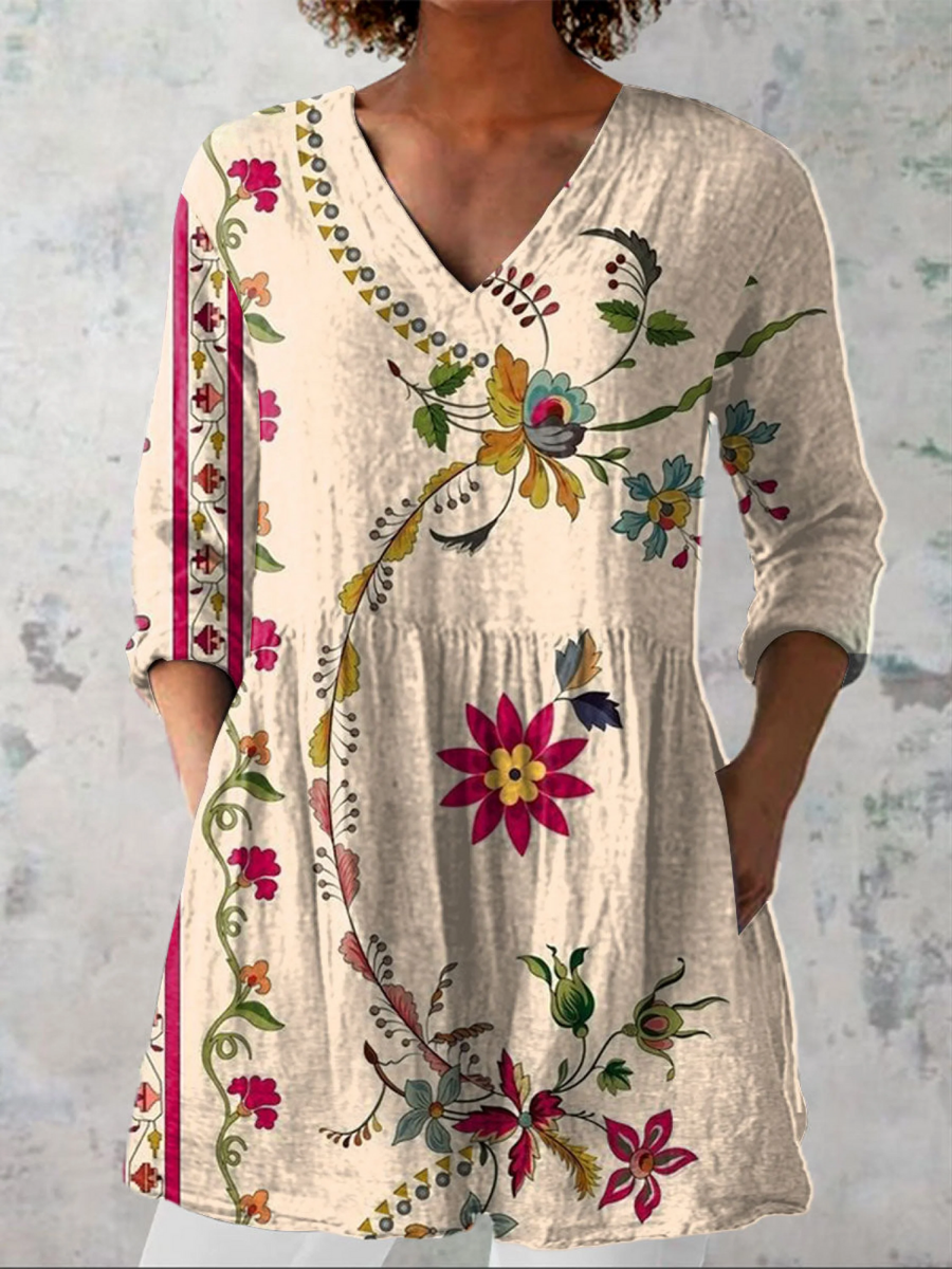 Isabeau™ Long V-Neck Blouse