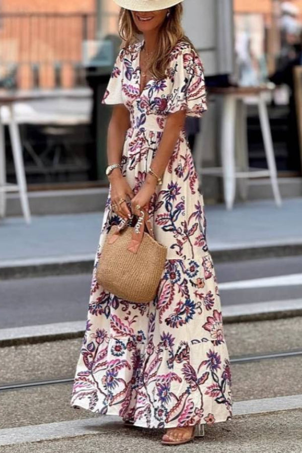Aurora™ Floral Puff-Sleeve Maxi Dress