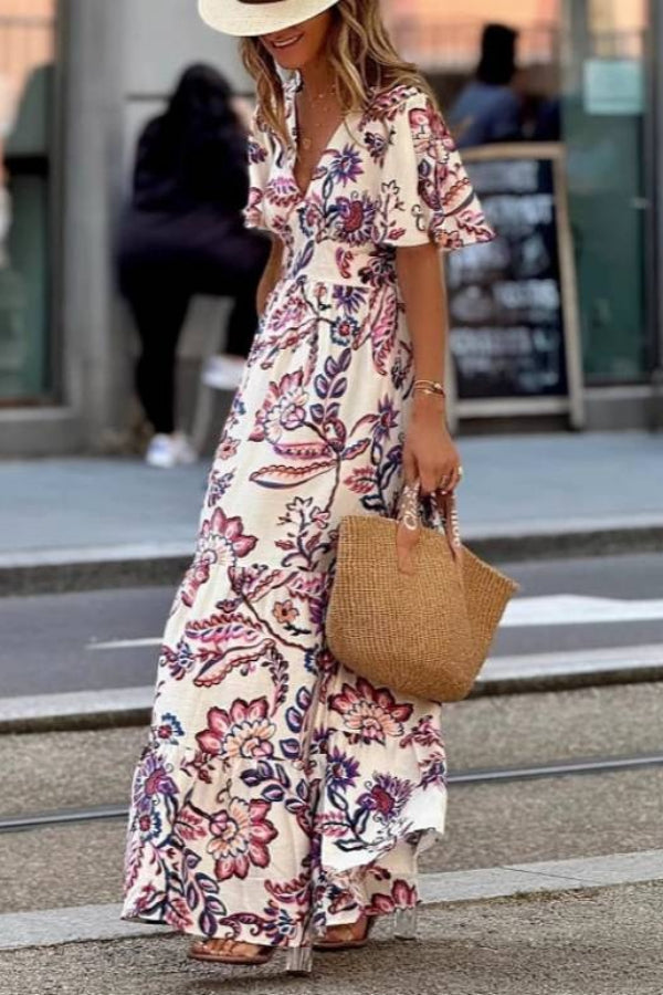 Aurora™ Floral Puff-Sleeve Maxi Dress