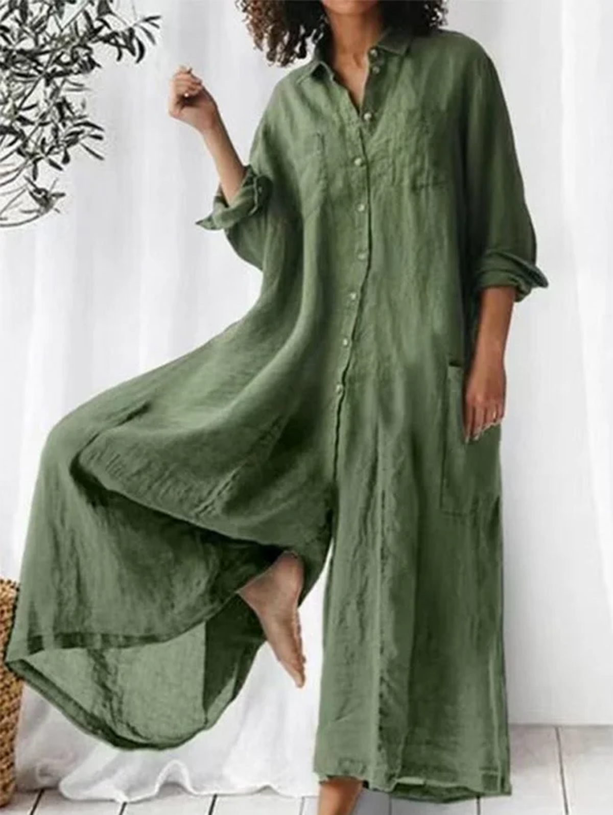Evangeline™ Wide-Leg Collared Jumpsuit