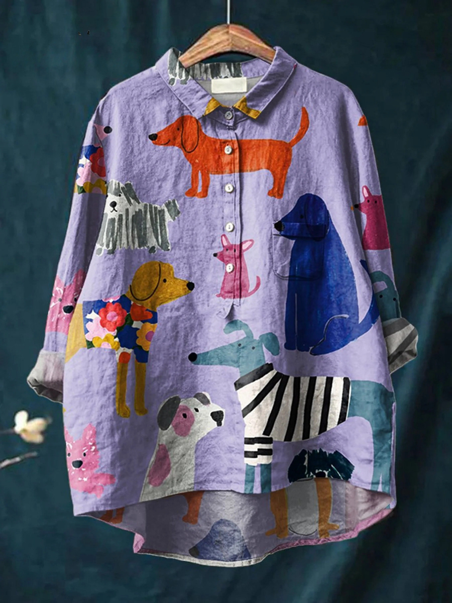 Marnie™ Dog Print Casual Shirt